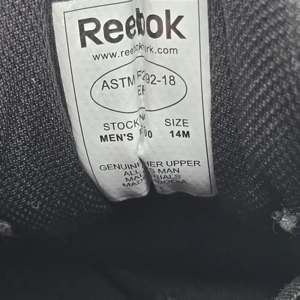 Reebok Shoes Mens 14 Black Leather Slip Resistant Walking Work Sneakers